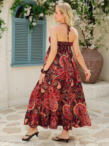 SHEIN 夏季休闲无袖孕妇连衣裙，喇叭下摆 - 彩色 - 查看 2