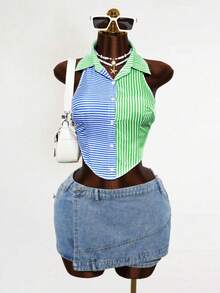 Mistrie Spring And Summer Back Tie Bow-Knot Casual Design Sense Shirt - Multicolor - View 5