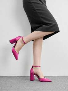CUCCOO BIZCHIC 女士时尚低帮V领简约高跟鞋，春夏度假鞋，夏季优雅基础款，商务休闲，商务时尚，万圣节 - 玫紅色 - 查看 3