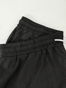 Acti Log 男士字母印花抽绳腰运动裤 - 黑色 - 查看 6