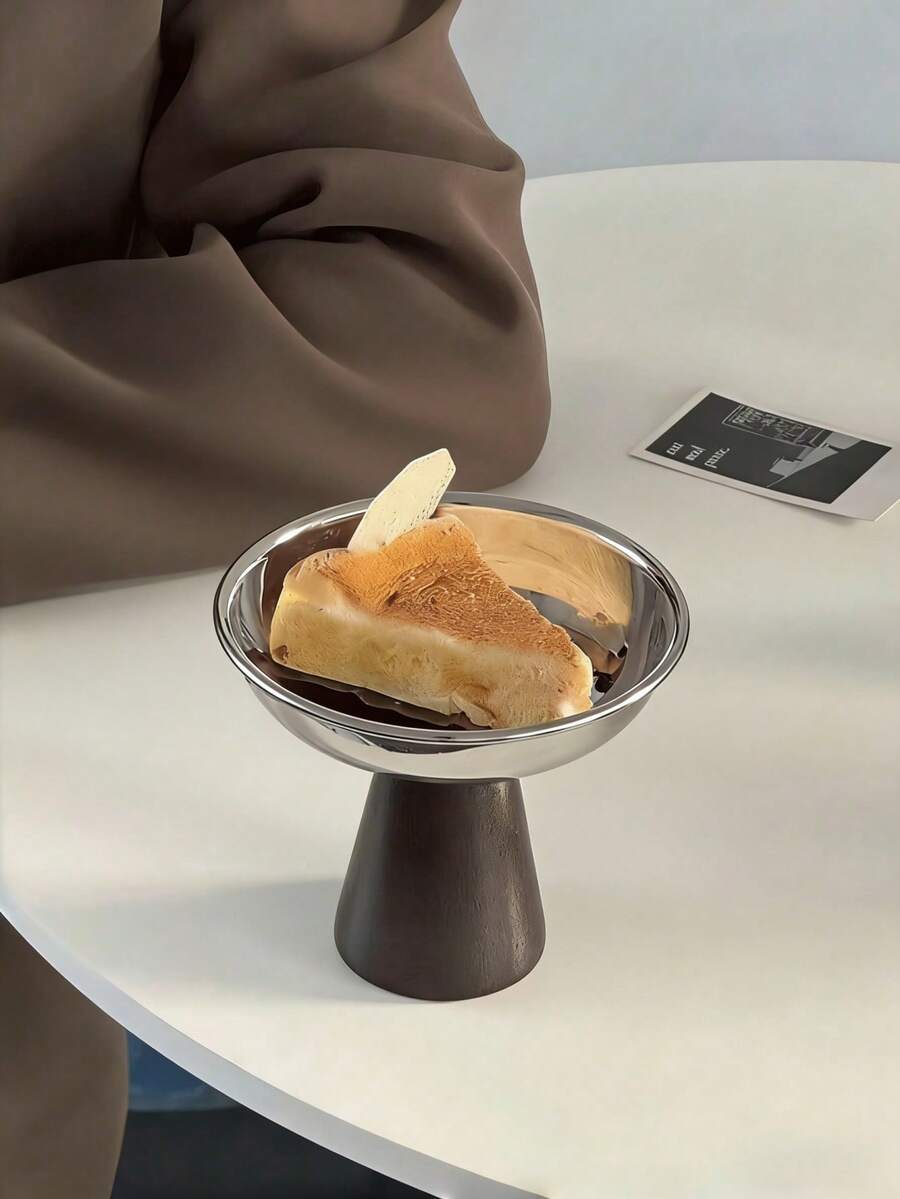 1件套甜点盘、蔬菜碗、不锈钢冰淇淋杯、托盘、下午茶布丁甜点杯、可爱餐盘、托盘、烛台 - 銀色 - 查看 1