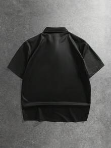 ROMWE MEN Men's Gothic Print Short Sleeve Shirt - Black - View 3
