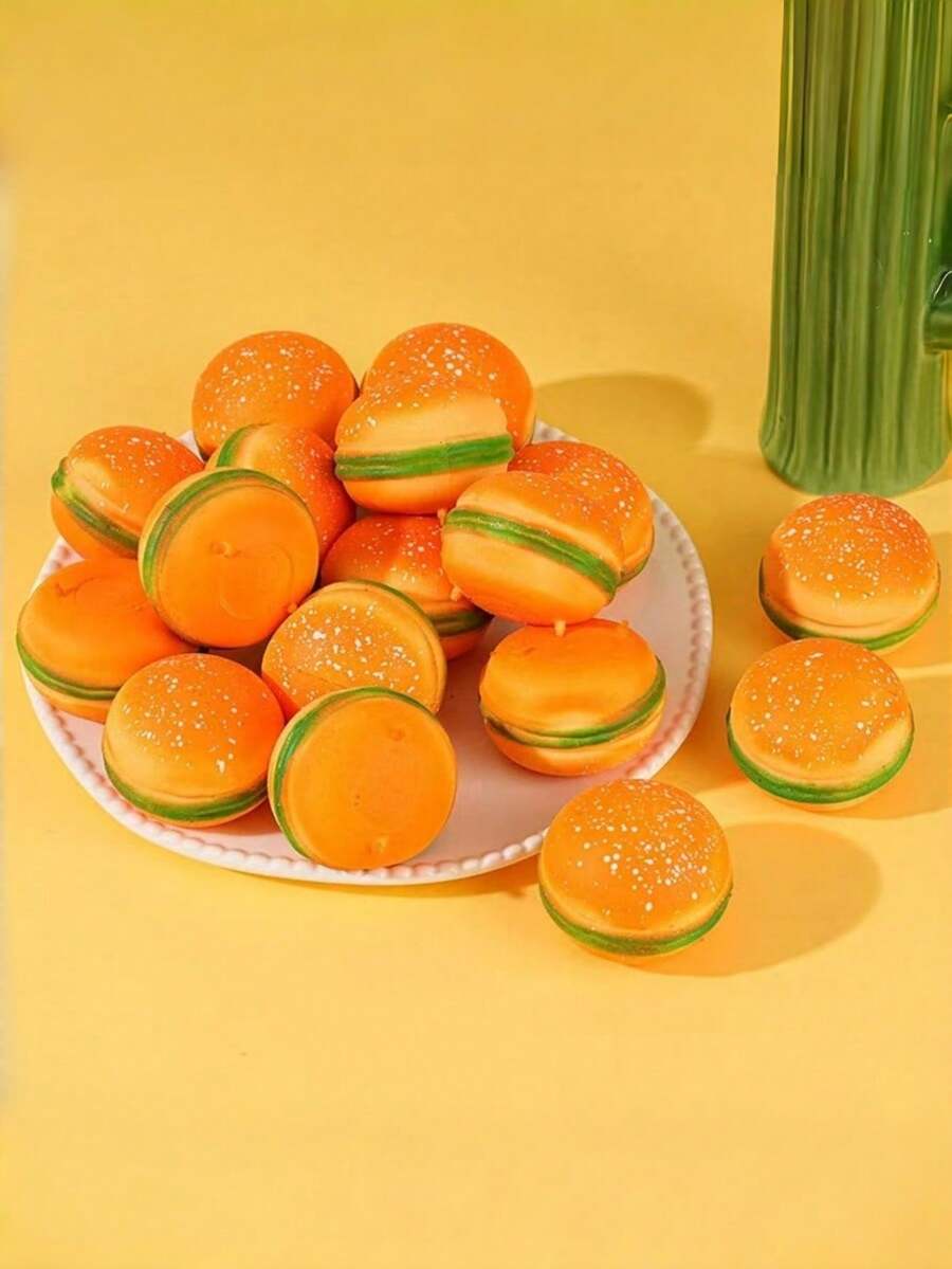 1PC Soft Hamburger Stress Ball Squishy Sensory Toy For Anxiety Relief Autism Calming Aid Squeeze Decompression Toy For Adults Office Desk Fidget Gadget Birthday Gift Novelty - Multicolor - View 1