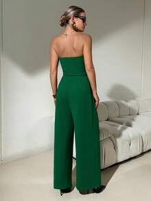 Lavishia Women's Green Elegant Fashionable Belted Wide Leg Jumpsuit, Spring/Summer - Green - View 2