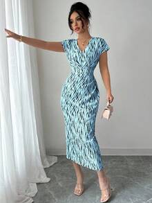 Elenzga Women's Elegant Commute & Vacation Vintage Floral Print Dress - Blue - View 4