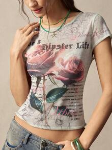 Bohemela 女士休闲针织网眼印花圆领上衣 - 彩色 - 查看 6