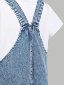 Genkimix Kids Quần yếm và áo liền quần denim cho bé gái, hàng mới về, kiểu dáng đường phố dễ thương, thêu hình trái tim, ống rộng, dáng suông, thoải mái và dễ mặc, phối cùng áo phông hoặc áo sơ mi đơn giản, cũng có sẵn họa tiết hoạt hình, phù hợp cho trường học, dã ngoại, du lịch, hoạt động gia đình, tiệc tùng và các dịp khác. - Rửa trung bình - Xem 4