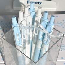 8pcs INS Aesthetic Blue Ballet Design Retractable Gel Ink Pen With Strap, 0.5mm Quick Dry Black Ballpoint Pen For Student Study & Office Use - multicolor - View 2