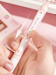 4支装甜美草莓热消中性笔，可爱可伸缩顺滑书写笔，适合女孩，美观多彩，适用于学校、学习和日记。 - 多色 - 查看 3