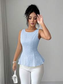 Elenzga Áo khoác mùa hè dệt kim thanh lịch và lãng mạn dành cho nữ. - Màu xanh lam - Xem 4