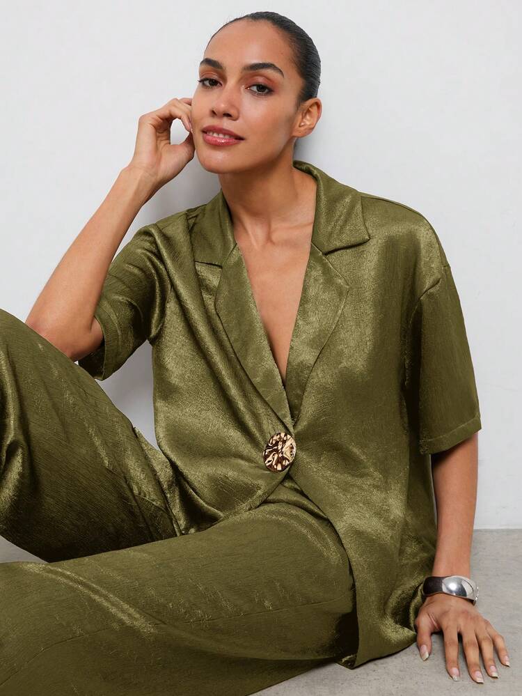 SHEIN Maija MAIJA Formal Business Classic Single Breasted Pantsuit Blazer Set