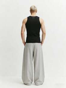 TOKVUE Men's Summer Versatile Minimalist Patch Detail Slim Fit Round Neck Tank Top - Black - View 6