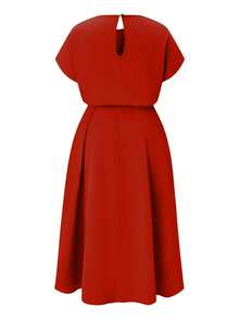 DreamSkyne Plus Size Women's Batwing Sleeve Shift Dress With Boat Neckline, For Christmas Maxi Women Outfit - Red - View 2