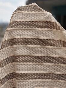 Manfinity CasualCool Áo Polo nam dệt sọc kiểu dáng thường ngày - Màu Khaki - Xem 4