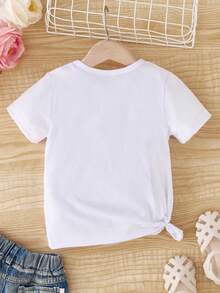 Áo thun ngắn tay in hình hoạt hình dễ thương dành cho bé gái, kiểu dáng thường ngày, thoải mái cho mùa xuân, hè và thu. - trắng - Xem 2