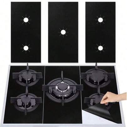 1 pieza/Cubiertas reutilizables para quemadores de cocina a gas, protectores universales antiadherentes y resistentes al calor con 5 ganchos para uso en la cocina