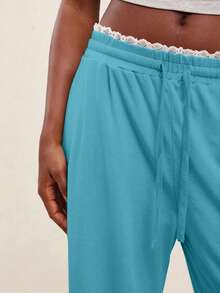 NYA SZN Pants Wide Leg Gray Trousers Matching Set Summer Lounge Pants - Blue - View 4