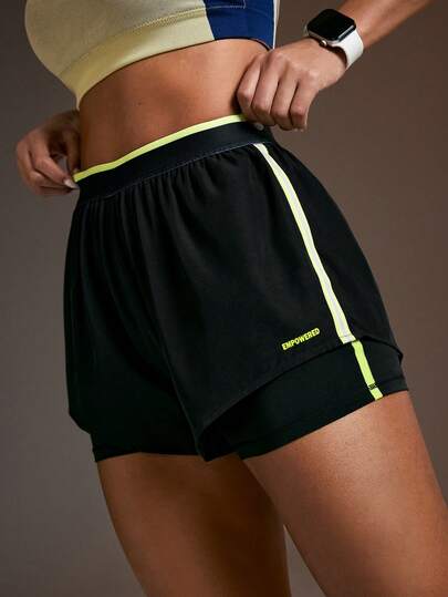 Powerista Women's Casual Elastic Waist Sports Shorts With Contrast Trim, Summer