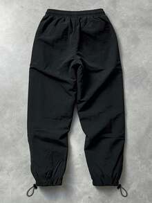 Acti Log 男士字母印花抽绳腰运动裤 - 黑色 - 查看 2