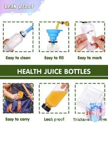 Bộ 5 chai nước, chai nhựa đựng nước ép, hộp đựng đồ uống trong suốt dung tích lớn, chai chống rò rỉ, chai đựng nước ép dung tích lớn, hộp đựng sáng tạo cho sinh tố, nước ép, sữa và đồ uống tự làm. - Trong sáng - Xem 4