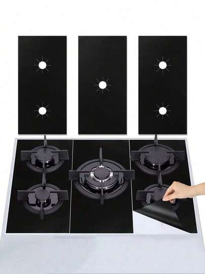 1pc/Reusable Gas Stove Burner Covers, Universal Non-Stick Heat Resistant Stove Protectors With 5 Hooks For Kitchen Use