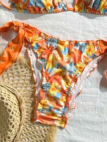 Swim Vcay Bộ đồ bơi nữ gồm 2 mảnh, họa tiết hoa, sao biển và vỏ sò, kiểu cổ yếm buộc dây, hở lưng, thích hợp cho kỳ nghỉ hè ở bãi biển. - Nhiều màu - Xem 5