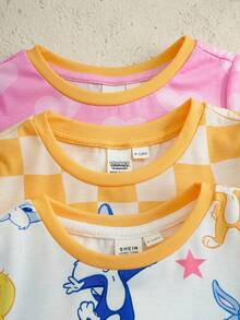 LOONEY TUNES X SHEIN Baby Mädchen Cartoon Muster Rundhals Lässig Kurzarm Romper - Verschiedenfarbig - Übersicht 4