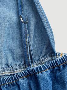 Rivivi Women's Fashion Spaghetti Strap Backless Denim Top - Medium Wash - View 3