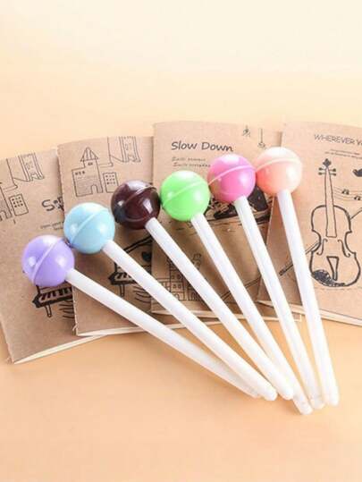 Bút bi gel hình kẹo mút 1/3/6/12, mực đen 0.5mm, bút bi kiểu học sinh vui nhộn, thích hợp cho học tập, thi cử, công việc văn phòng, ghi chú, mùa tựu trường, màu ngẫu nhiên.