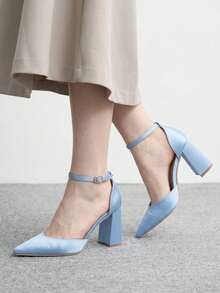 CUCCOO BIZCHIC Women's Simple Texture Commuter High Heels - Blue - View 3