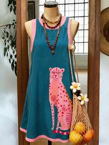 EMERY ROSE Đầm tank top phối màu họa tiết da báo, kiểu dáng thường ngày, thích hợp cho nữ, phong cách nghỉ dưỡng, đi biển. - Nhiều màu - Xem 4
