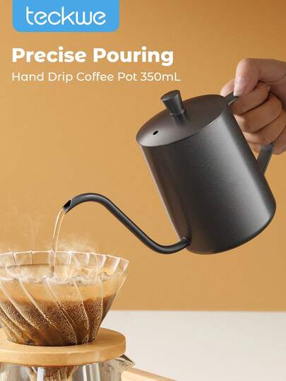 Teckwe Small Pour Over Coffee Kettle Gooseneck,Pour Over Coffee Kettle Stainless Steel For Coffee Maker Carafe,Camping Coffee Pot For Travel Coffee Maker Outdoor Easy To Conduct Heat,Easy To Clean,Comfortable To Hold Gifts,Must-Haves For Autumn And Winter Holiday Camping Holiday Essentials Vacation Accessories,Camping Supplies