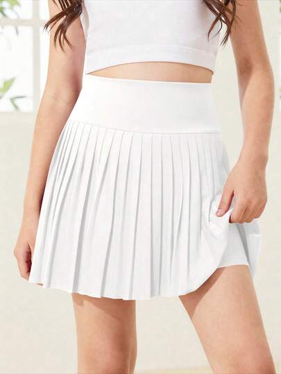 Quần áo trẻ em gái: Quần legging dệt kim màu trắng chống hở hang, váy xếp ly, độ co giãn cao, thoải mái khi đạp xe, chạy bộ, tập luyện, thấm hút mồ hôi.