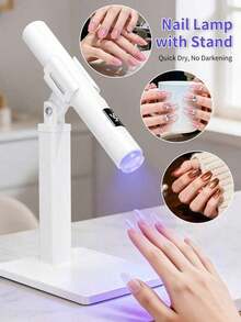 Teckwe LIMEGIRL Mini UV LED Nail Dryer Lamp With Stand & French Stamp, Designed For Nail Art, Portable High Power Nail Drying Machine, Upright Lamp, Professional UV Nail Lamp, Suitable For Beginners And Professionals - Multicolor - View 6
