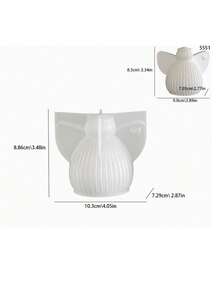 爱心花环天使装饰硅胶模具 DIY 光滑条纹蜡烛石膏模具 - 白色 - 查看 5