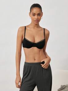 Ocili 1pc Women's Fashion Comfortable Wireless Solid Color Bra, Sexy Backless Versatile Lingerie - Black - View 3
