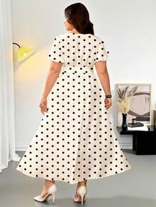 Modelyn Casual Minimalist Retro Floral Pattern Loose Plus Size Dress, Suitable For Autumn/Winter - Multicolor - View 5