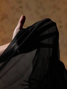 ROMWE PU 和网布拼接铆钉系带女式迷你裙 - 黑色 - 查看 7