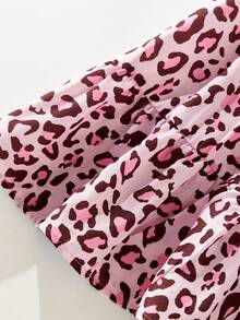 Maija Kids Maija Kids 1 chiếc đầm không tay in họa tiết da báo màu hồng, kiểu dáng thanh lịch, thoải mái, thích hợp cho bé gái mặc hàng ngày, đi học, dã ngoại, họp mặt, lễ hội, mùa xuân và mùa hè. - Hồng - Xem 6