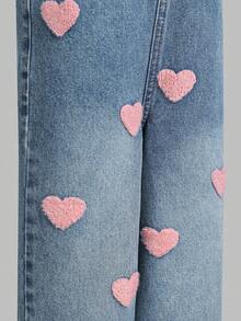 Genkimix Kids Quần yếm và áo liền quần denim cho bé gái, hàng mới về, kiểu dáng đường phố dễ thương, thêu hình trái tim, ống rộng, dáng suông, thoải mái và dễ mặc, phối cùng áo phông hoặc áo sơ mi đơn giản, cũng có sẵn họa tiết hoạt hình, phù hợp cho trường học, dã ngoại, du lịch, hoạt động gia đình, tiệc tùng và các dịp khác. - Rửa trung bình - Xem 5