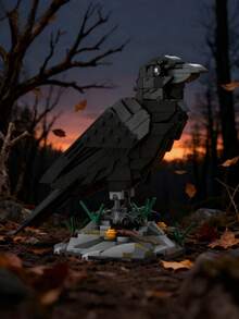 350+ Peças Conjunto de Blocos de Construção de Corvo | Blocos de Construção de Modelos de Animais e Pássaros, Modelos Colecionáveis Exquisitos em 3D, Adequado para Decoração Doméstica, Ornamentos de Mesa de Escritório, Presentes de Aniversário/Natal/Halloween/Férias - Multicolorido - Visão 6