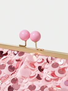 SHECARRY Ví cầm tay nữ, màu hồng đính sequin, thời trang, thanh lịch, đơn giản, cá tính, đa năng, cổ điển, thích hợp cho hẹn hò, hàng ngày, mua sắm, tiệc trà chiều, tiệc cocktail, tiệc tùng, dạ hội, câu lạc bộ, sinh nhật, buổi tối, hẹn hò đêm, tiệc chiêu đãi - Màu Hồng baby - Xem 5