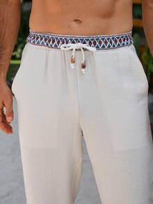 VENTUSAIL 男士夏季休闲抽绳短裤 - 卡其色 - 查看 4