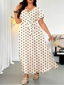 Modelyn Casual Minimalist Retro Floral Pattern Loose Plus Size Dress, Suitable For Autumn/Winter - Multicolor - View 6