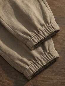 Franclia 女士法式休闲度假宽松弹力腰轻薄修身裤，春夏款 - 卡其色 - 查看 6