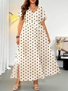 Modelyn Casual Minimalist Retro Floral Pattern Loose Plus Size Dress, Suitable For Autumn/Winter - Multicolor - View 4