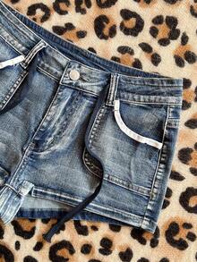 Elamini Women's Casual Versatile Denim Shorts With Pockets - Light Wash - View 4