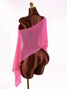 Amplova 女士粉色仿毛皮针织罩衫，多功能肩部设计，适合作为泳衣罩衫、日常穿着、海滩、音乐节等场合，性感又时尚。 - 粉色 - 查看 12