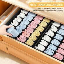 Sock Drawer Organizer And Underwear Storage Box, 24-Compartment Wardrobe Storage Box And Sock Rack Storage Box For Storing Socks, Handkerchiefs, Ties, And Belts (Black) - Black - View 1