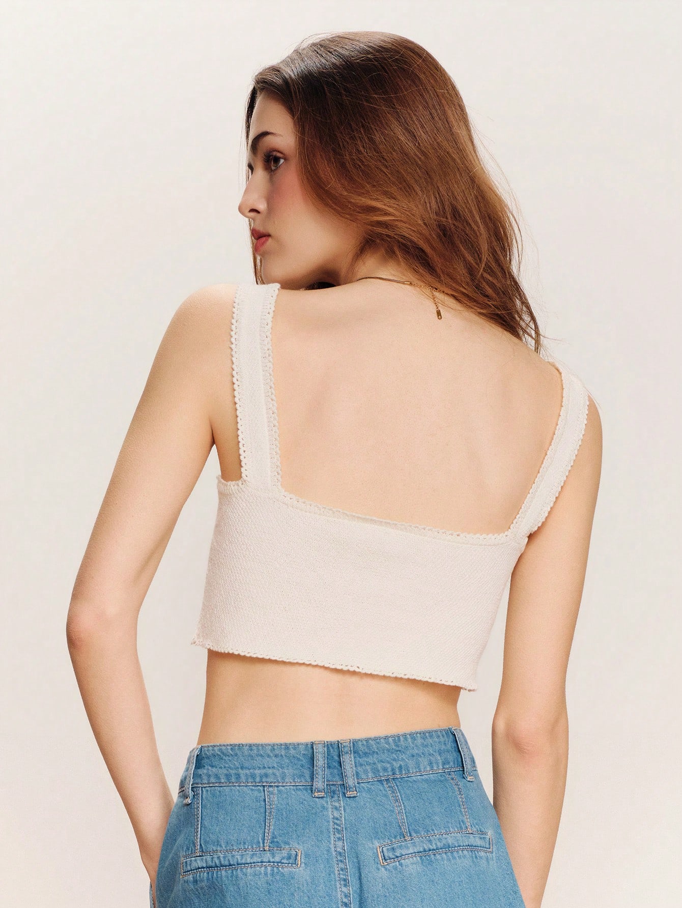 Cream Knitted Crop Tank Top With Pink Floral Embroidery Cute Spring Summer Vacation Top Holiday Top Chic Top French Style Parisian Style